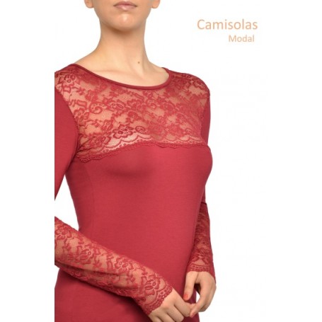 CAMISOLA SRA. GOLA REDONDA RENDADA E MANGA REF: 85-98