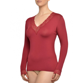 CAMISOLA SRA. GOLA V RENDADA E PUNHO REF: 85-86