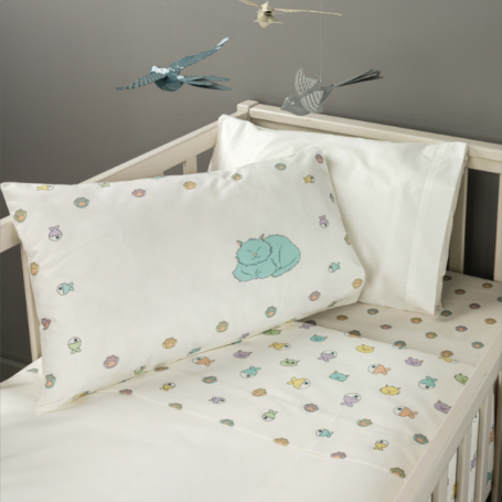 JOGO CAMA GRADES BEBE VERAO 100%ALGODAO REF: PEIXINHOS