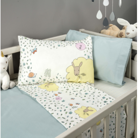 JOGO CAMA GRADES BEBE VERAO 100%ALGODAO REF: SHEEP