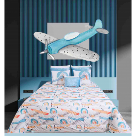EDREDÃO ESTAMPADO DIGITAL C/2 ALM.  REF. AVIONETA
